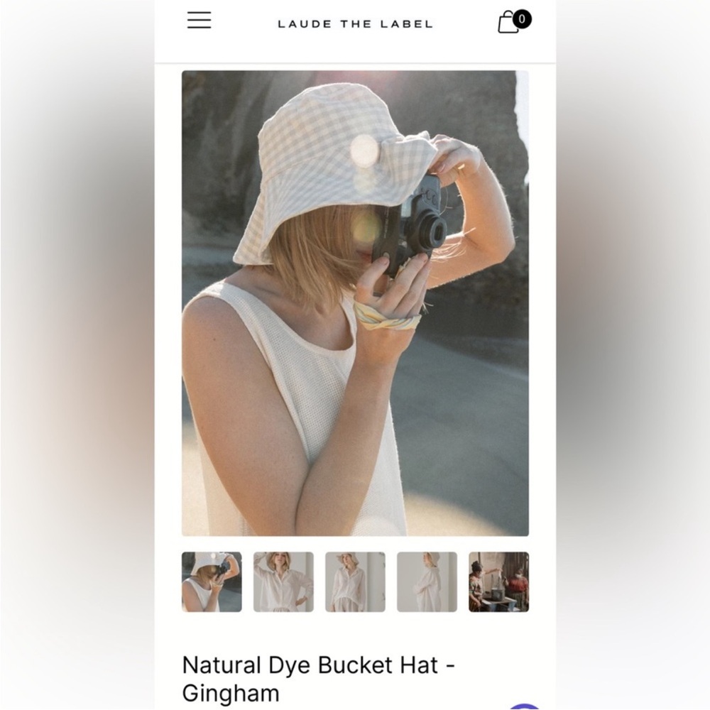Laude The Label Natural Dye Gingham Bucket Hat